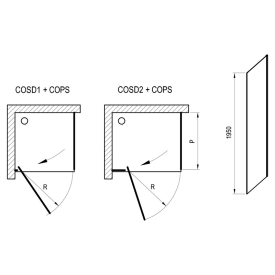 Душова стінка COPS-100 Transparent+чорний