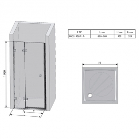 Душевая дверь BSD 2-90 А-L Transparent