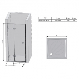 Душевая дверь BSD 2-100 А-L Transparent