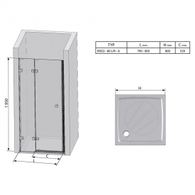 Душові двері BSD 2-80 А-L Transparent