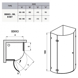 Душова штора BSKK 3-100 L Transparent