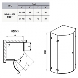 Душова штора BSKK 3-100 R Transparent