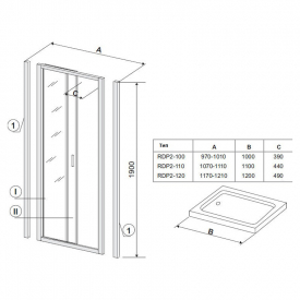 Душові двері NRDP 2-100 L Transparent + сатин