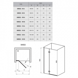 Душові двері SMSD 2-90 (А) L Transparent + хром