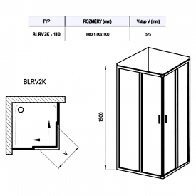 Душова штора BLRV2K-110 Transparent + білий