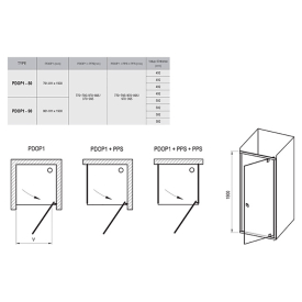 Душевые двери PDOP 1-90 Transparent+сатин