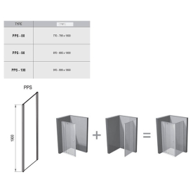 Душова стінка PPS-90 Transparent+чорний