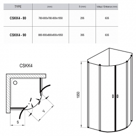 Душова штора CSKK 4-90