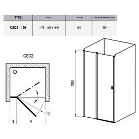 Душевая дверь CSD 2-120 Transparent+сатиновый