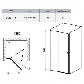 Душевая дверь CSD 2-110 Transparent+белый