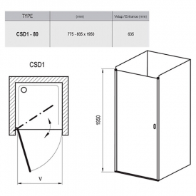 Душові двері CSD 1-80 Transparent + сатиновий