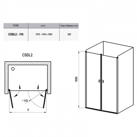 Душові двері CSDL 2-110 Transparent + білий