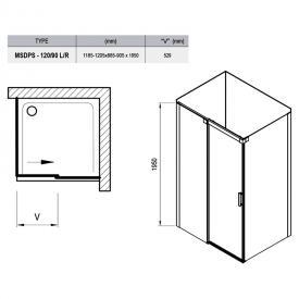 Душова кабіна MSDPS 120/90 L Transparent