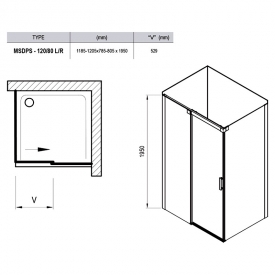 Душова кабіна MSDPS 120/80 L Transparent