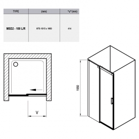 Душові двері MSD 2-100 R Transparent + сатиновий