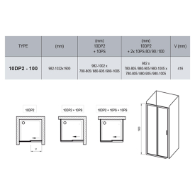 Душевая дверь 10DP2-100 Transparent+белый