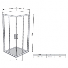 Душова кабіна 10 ° 10RV2-90 Transparent