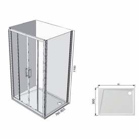 Душова стінка 10 ° 10PS 80 Transparent