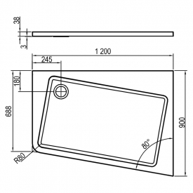 Піддон Asymetric Pro 10 ° 120x90 R