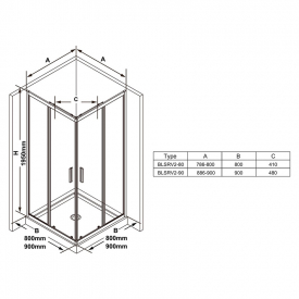 Душова штора Blix Slim BLSRV2 90 Transparent