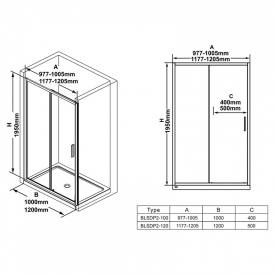 Душові двері BLSDP 2-100 Transparent