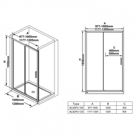 Душові двері BLSDP 2-110 Transparent