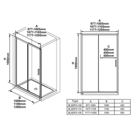 Душові двері BLSDP 2-110 Transparent+чорний