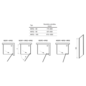 Душові двері NPSS-90 Transparent+білий