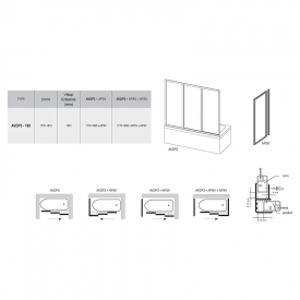 Штора для ванни AVDP 3-180