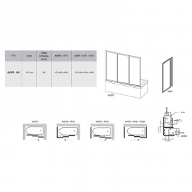 Штора для ванны AVDP 3-160 Transparent+сатиновый