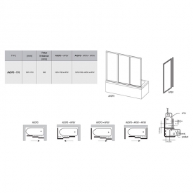 Штора для ванни AVDP 3-170 Transparent + сатиновий