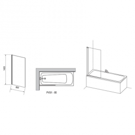 Шторка для ванны PVS 1-80
