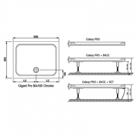 Поддон Gigant Pro 80x100 Chrome