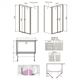 Душова стінка Eos II DWD + S S1 90R