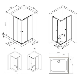 Душова штора X-Joy Square Slide 100x80