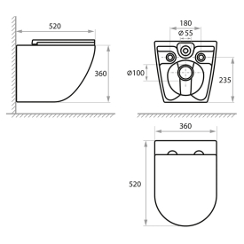 Инсталляция Dune 1200SL 2361510056 +чаша униітаза Stream с сиденьем Soft-close 1857570198 + кнопка Orion Cosmo 2328510657