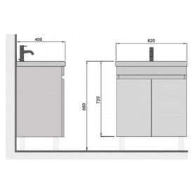 Тумба Windy-60-U и раковина Sempre-60