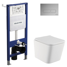 Інсталяція Aqua Line 2359510056 + чаша унітаза Borneo Rimless B0049RQS + кнопка Edge 2307510357