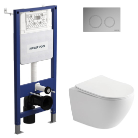 Інсталяція Aqua Line 2359510056 + чаша унітаза Ronda Rimless R0049RQS + кнопка Twist 2378510357