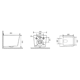 Інсталяція Duofix 2 в 1 з кнопкою Delta 01 458.133.21.3 + чаша унітаза Borneo Rimless B0049RQS