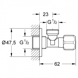Вентиль 1/2", угловой