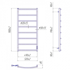 Полотенцесушитель Классик HP-IT 109x53 с таймером, правый