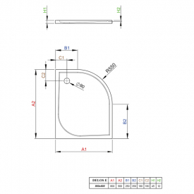Піддон Delos E 90x80 R