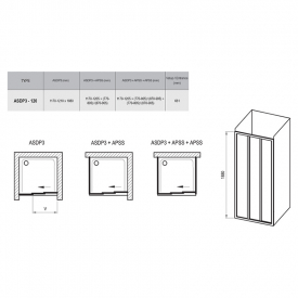 Душові двері ASDP 3-120 Transparent + сатин