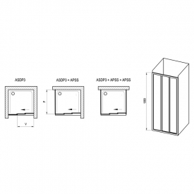 Душові двері ASDP 3-130 Transparent+сатин