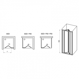 Душові двері SDZ 3-90 Transparent+білий