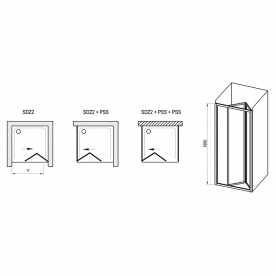 Душові двері SDZ 2-70 Transparent+білий