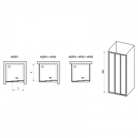 Душевая дверь ASDP 3-100 Pearl+черный