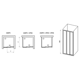 Душові двері ASDP 3-130 Transparent+білий