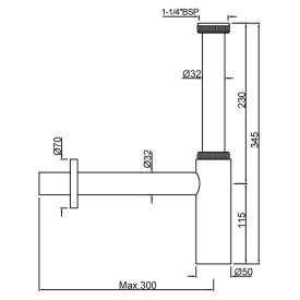 Сифон для раковины 30x19, белый